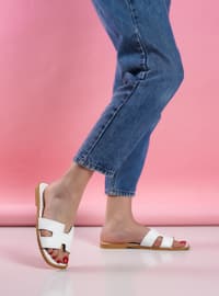 White - Flat Slippers - Slippers