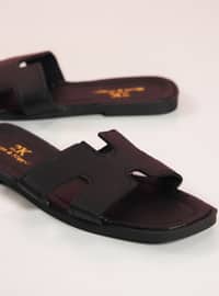 Black - Flat Slippers - Slippers