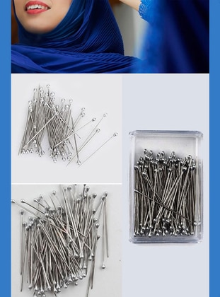 Grey - 100 Pieces of Silver Turban Needle Bulk Needle - Xolo