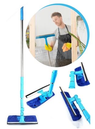 Telescopic Extendable Glass Wiping Microfiber Cloth Squeegee