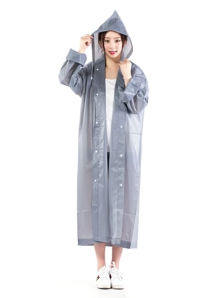 Unisex Hooded Raincoat Gray