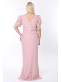 Powder Pink - Plus Size Evening Dress - Arıkan