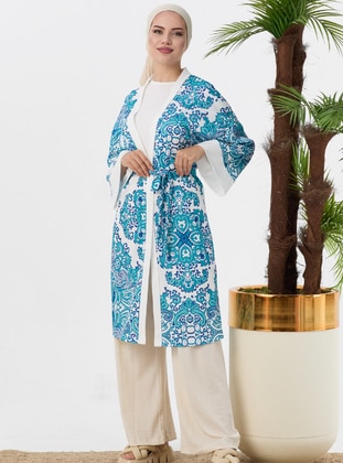 Unlined - Multi - Blue - Kimono - Tofisa