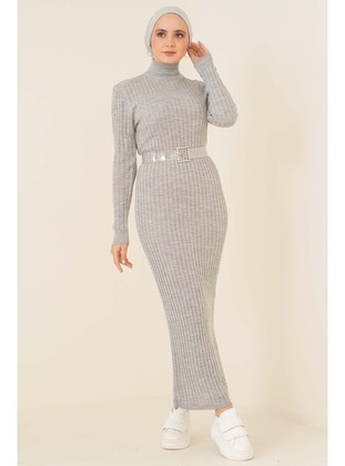 Grey - Knit Dresses - Benguen