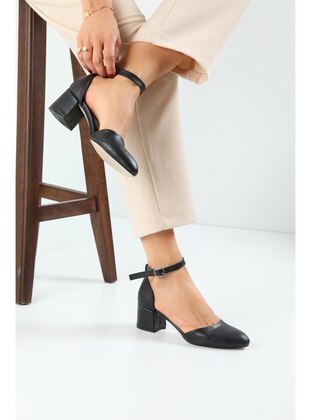 Women's Heel Ankle Strap Shoes Black