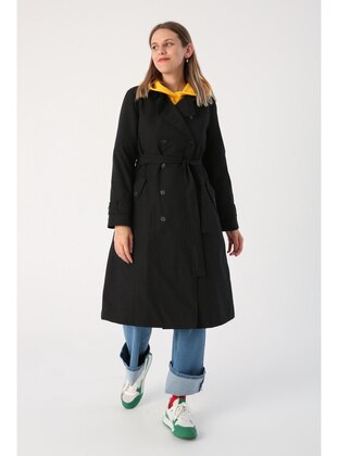 Black - Fully Lined - Trench Coat - ALLDAY