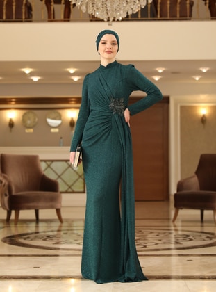 Emerald - Fully Lined - Crew neck - Modest Evening Dress - Ahunisa