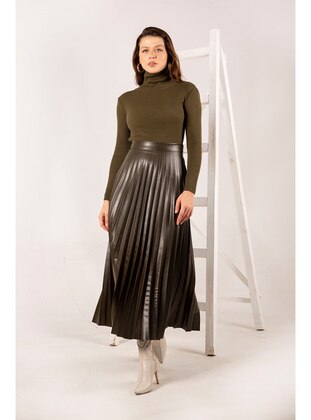 Hakı Pleated Leather Skirt 32 9431