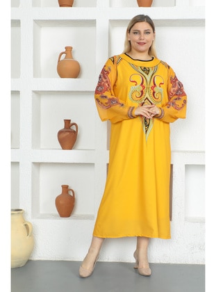 Yellow - Plus Size Dress - Maymara