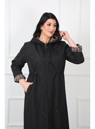 Black - Plus Size Trench coat - By Alba Collection