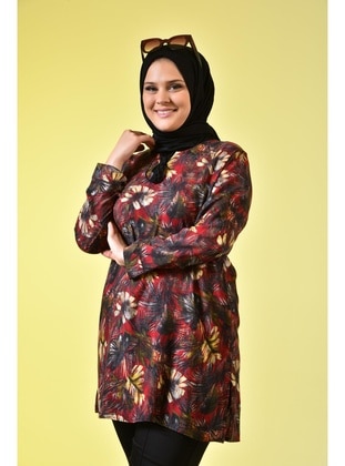 Women Hijab Plus Size Drawstring Women Summer Tunic Tiril Fabric Terra-Cotta