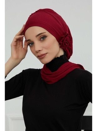 أحمر برغندي - حجابات جاهزة - Aisha`s Design