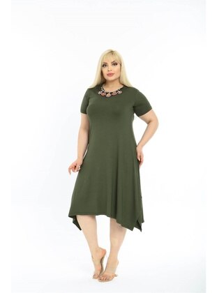 Green - Plus Size Dress - MJORA