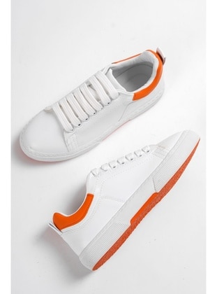 أبيض - برتقالي - أحذية رياضية - DİVOLYA
