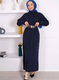 Navy Blue - Knit Dresses