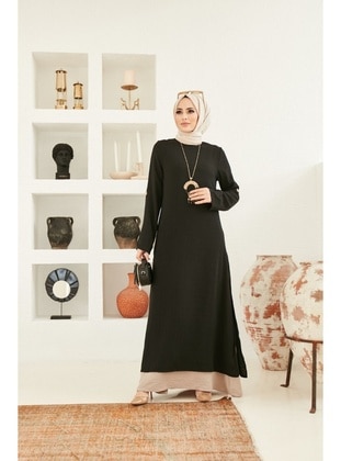Black - Modest Dress - NS Moda