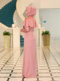 Powder Pink - Unlined - Crew neck - Modest Evening Dress