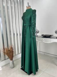 Fully Lined - Emerald - Fully Lined - Crew neck - Crew neck - Modest Evening Dress