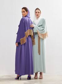 Lavender - Unlined - V neck Collar - Abaya