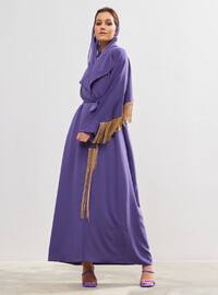 Lavender - Unlined - V neck Collar - Abaya
