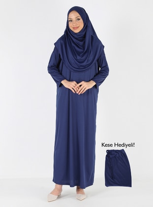 Navy Blue - Unlined - Modest Dress  - Plistre