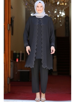 Amine Hüma Black Plus Size Evening Suit