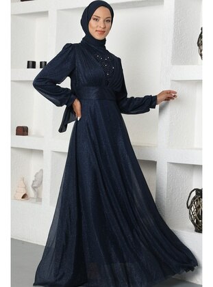 Navy blue - Modest Evening Dress - Amine Hüma