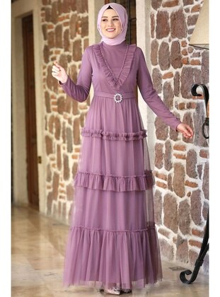 Lavender - Modest Plus Size Evening Dress - Amine Hüma