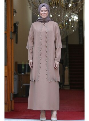Mink - Modest Plus Size Evening Dress - Amine Hüma
