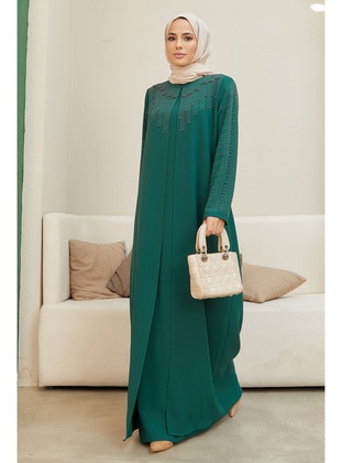 VAVİNOR Emerald Modest Plus Size Evening Dress