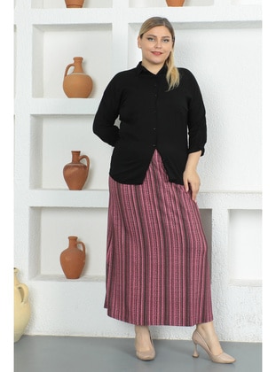 Burgundy - Plus Size Skirt - Maymara