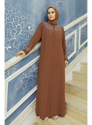 Camel - Plus Size Evening Dress  - Vavinor