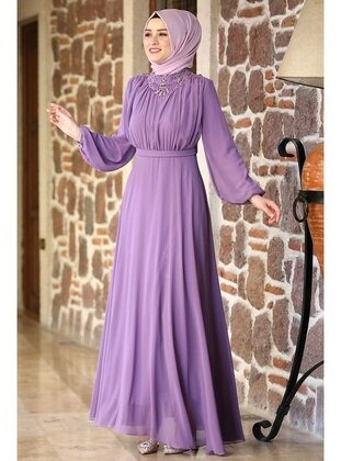 Lilac - Modest Plus Size Evening Dress - Amine Hüma