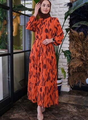 Orange - Modest Dress - Locco Moda