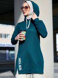 Kapüşonlu Sweatshirt Zümrüt Yeşili