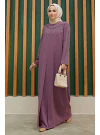 VAVİNOR Lilac Modest Plus Size Evening Dress
