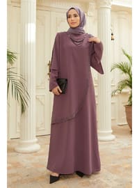 VAVİNOR Lilac Modest Plus Size Evening Dress