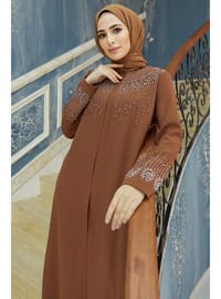 Camel - Plus Size Evening Dress