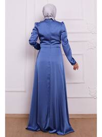  Blue Modest Evening Dress