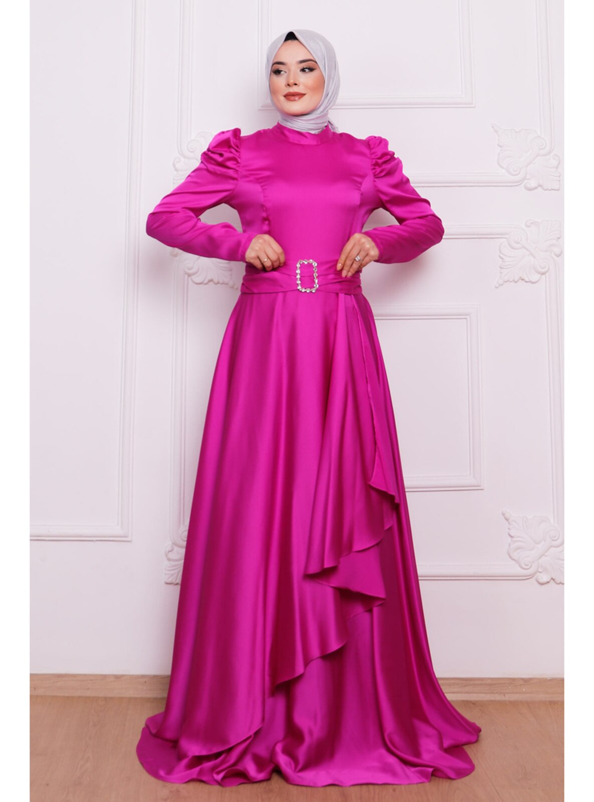  Fuchsia Modest Evening Dress