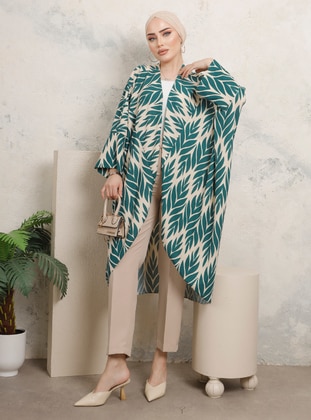 Unlined - Multi - Green - Kimono  - Modaefa
