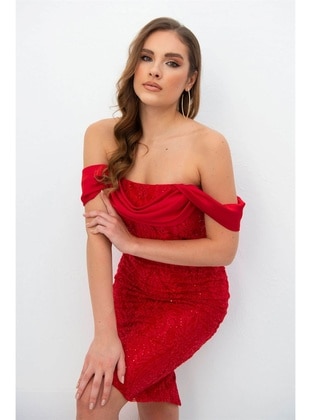 Fully Lined - 1000gr - Red - Evening Dresses - 6IXTY8IGHT