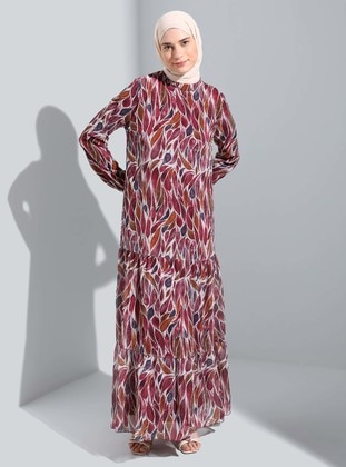Rose - Multi - Polo neck - Fully Lined - Modest Dress  - Bürün