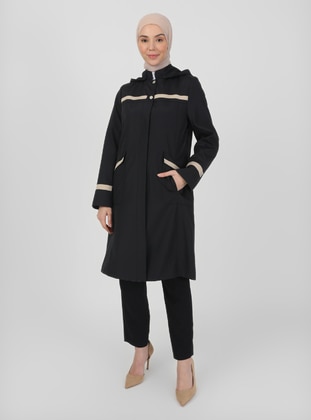 Black - Unlined -  - Trench Coat - Olcay