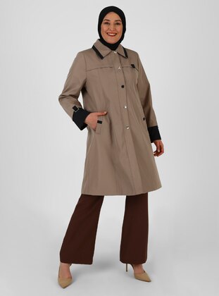 Mink - Fully Lined - Point Collar - Trench Coat - Olcay