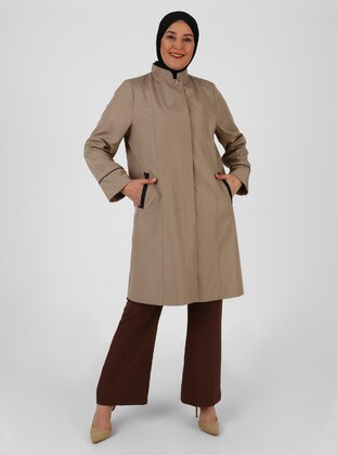 Mink - Fully Lined - Crew neck - Trench Coat - Olcay