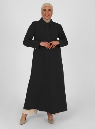 Black - Fully Lined - Point Collar - Topcoat - Olcay
