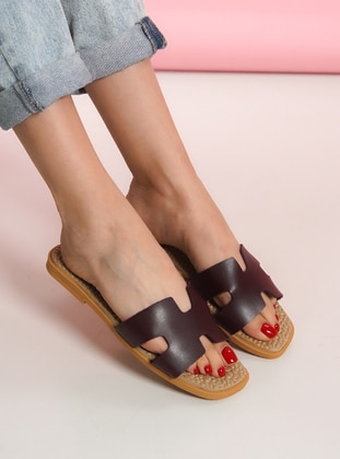 Burgundy - Sandal - Slippers - Ayakkabı Havuzu