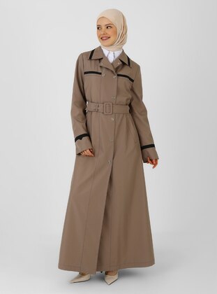 Mink - Unlined - Point Collar - Trench Coat - Olcay