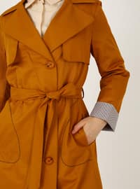 Mustard - Unlined - Point Collar - Trench Coat